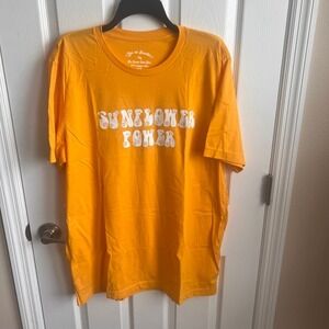 NEW‎ Funnel Cake Sunflower Power Graphic Tee T Shirt XL Yellow Cotton Blend